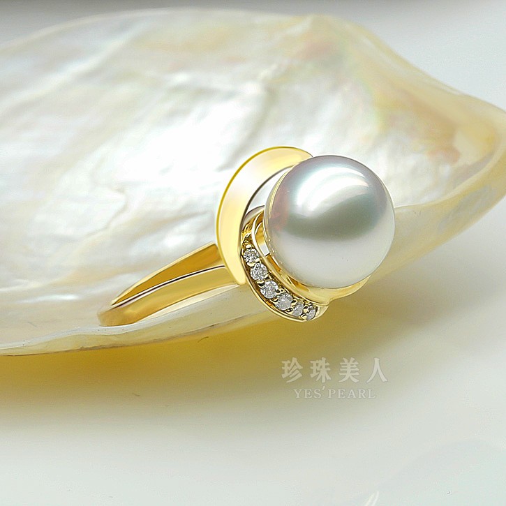 白色南洋珍珠戒指【幸福花语】