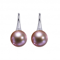 S925银~紫色淡水珍珠高跟鞋款耳环