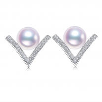 S925银~白色淡水珍珠耳环【莹锐】
