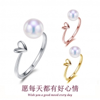 珍爱・心动系列～18K金~日本白色Akoya海水珍珠戒指【美丽心情】
