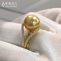 18K金~金色南洋珍珠戒指【华瞬】