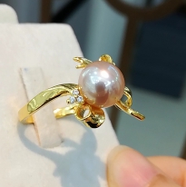 S925银~粉色淡水珍珠戒指【飘蝶舞】
