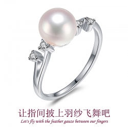 珍雅・唯美系列~S925银~白色淡水珍珠戒指【羽纱】